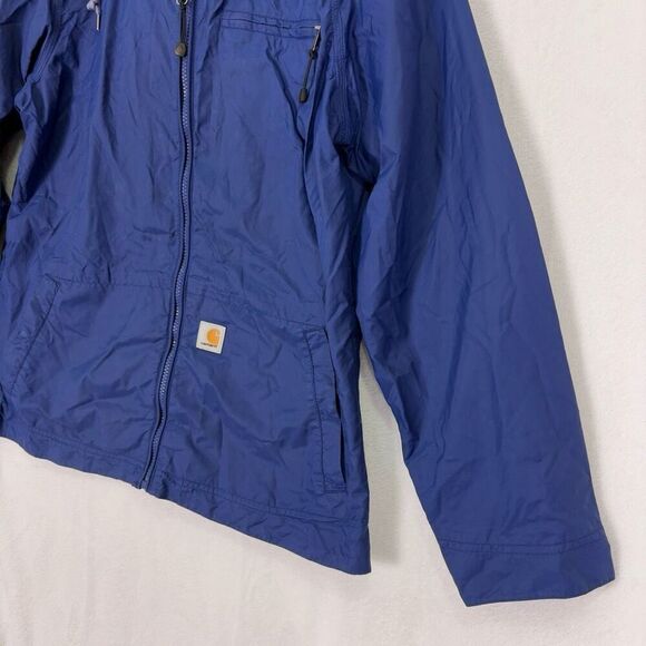 Carhartt Women's Blue 100% Nylon Hooded Full Zip Up Mesh Lined Jacket Size Small - Picture 4 of 12